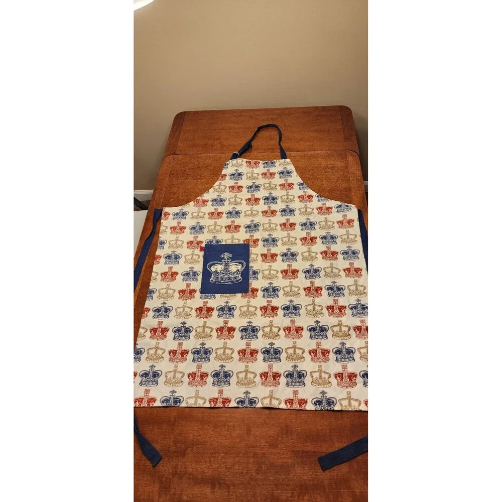 Vintage Crown theme apron red blue gold